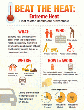 CDC Beat the Heat infographic about extreme heat emergencies.