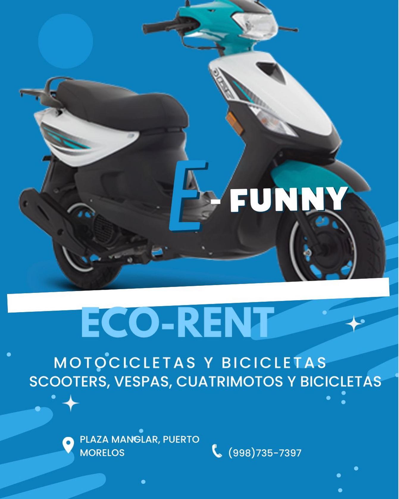 E-Funny rents scooters, bikes, and ATVs.