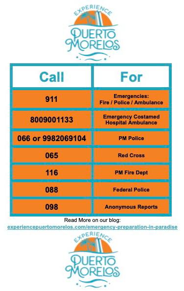 Emergency Phone Numbers in Puerto Morelos