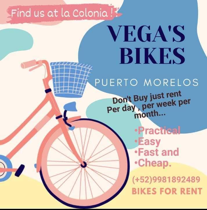 Flyer for Vega's Bikes in the colonia of Puerto Morelos.