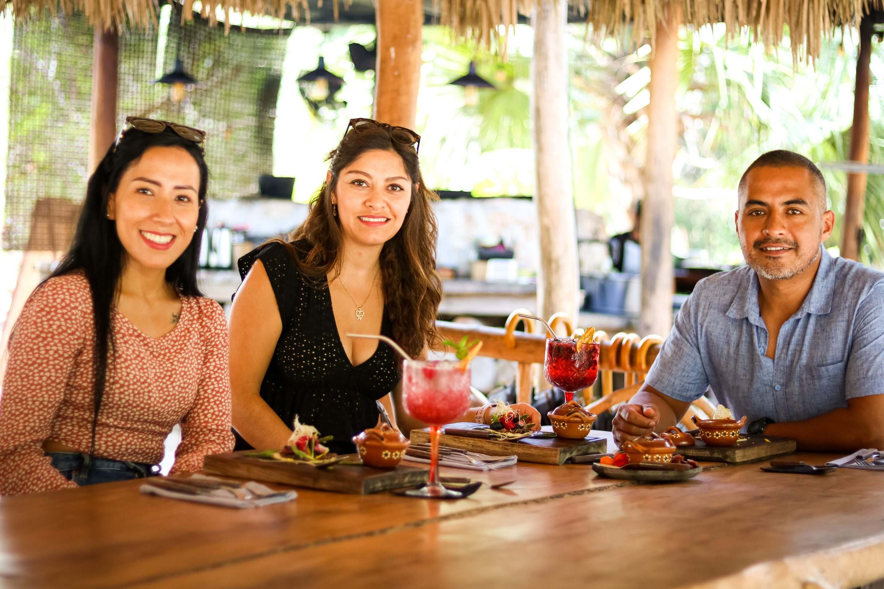 Guests enjoying fabulous cocktails at Fuegos de Xul-Ha in the Mayan jungle on the Ruta de Cenotes outside Puerto Morelos.