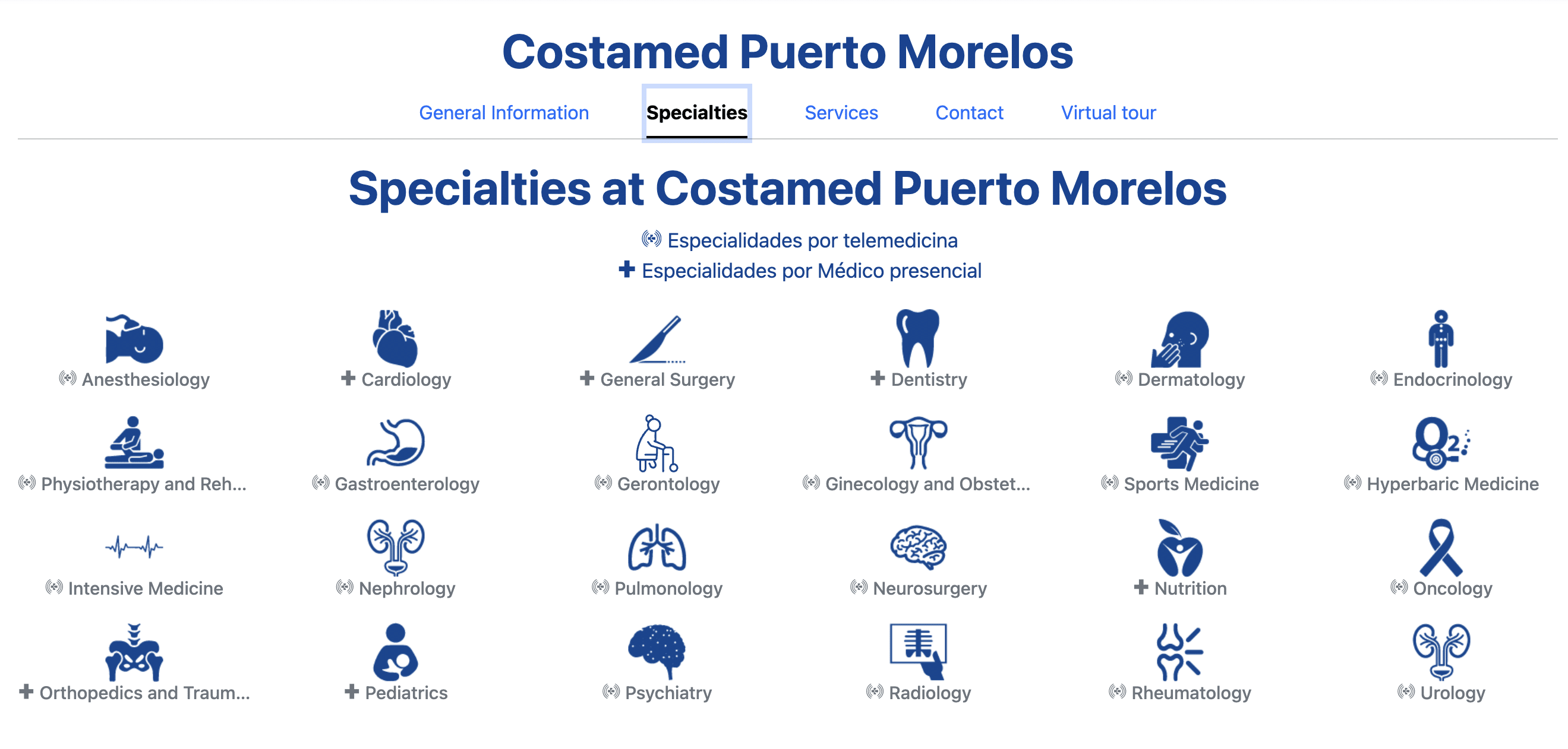 Costamed has a variety of specialists in their outpatient clinic available to care for patients in Puerto Morelos.