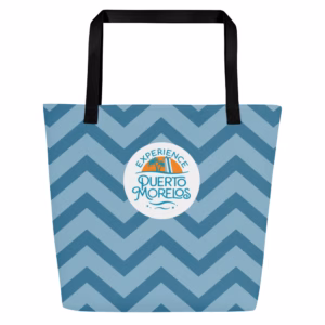 XPM Blue Zig Zag All-Over Print Large Tote Bag