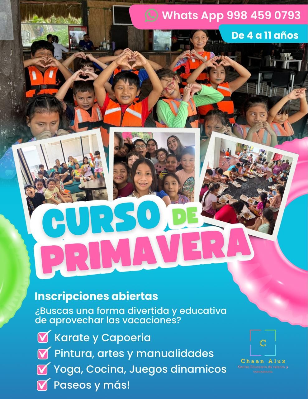Chan Alux kids Spring Break day camp Puerto Morelos 2026
