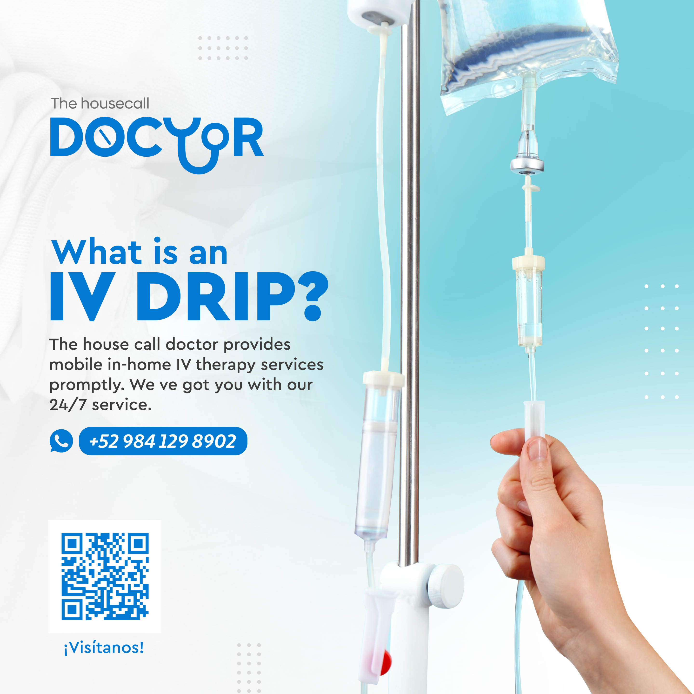 The House Call Doctor Puerto Morelos medical care IV drip IV therapy 24:7 service home hotel AirBnB